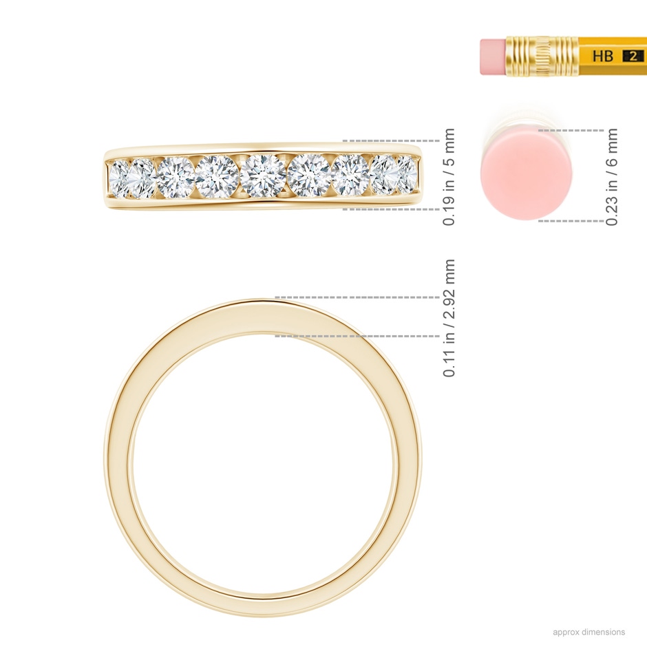 2.8mm GVS2 Nine Stone Channel-Set Diamond Wedding Ring in Yellow Gold ruler