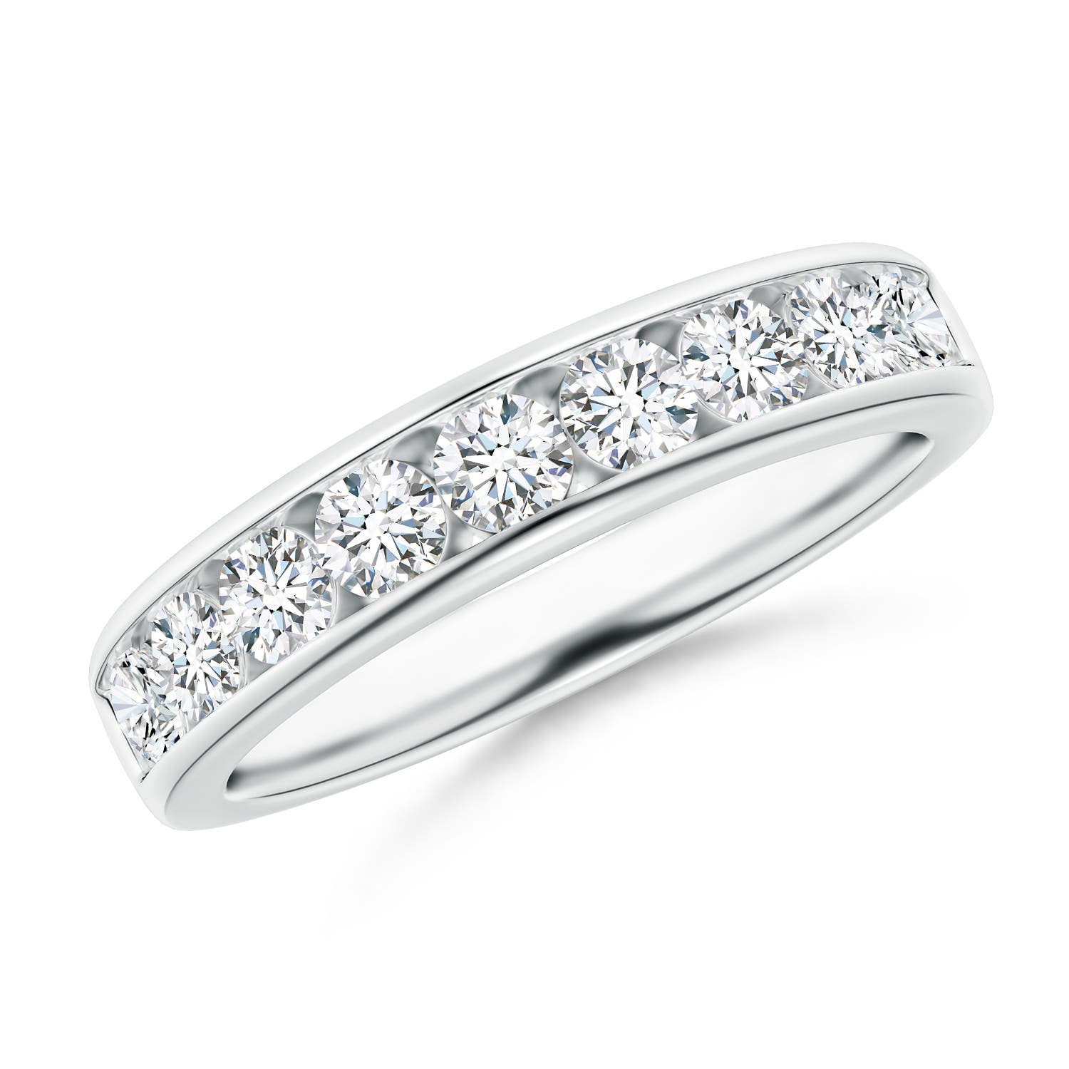 Angara 0.86 Carat Lab-Grown Nine Stone Channel-Set Diamond Wedding Ring in Platinum