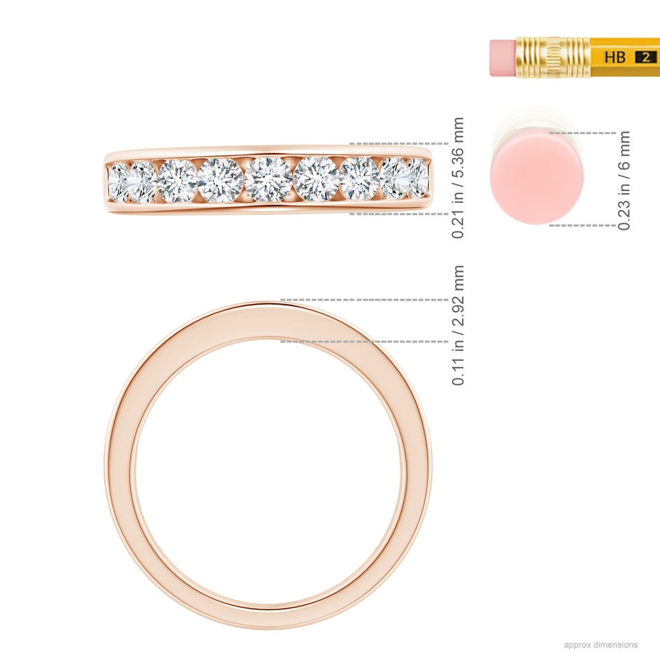 2.9mm GVS2 Nine Stone Channel-Set Diamond Wedding Ring in Rose Gold ruler