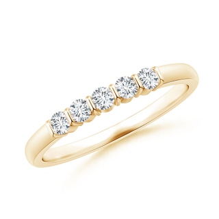 2.3mm GVS2 Floating Five Stone Bar-Set Diamond Wedding Band in Yellow Gold