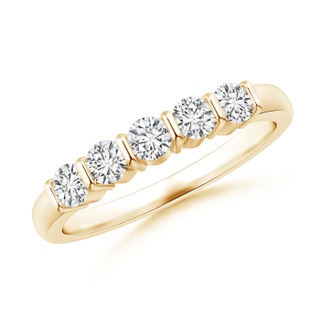 3mm HSI2 Floating Five Stone Bar-Set Diamond Wedding Band in Yellow Gold