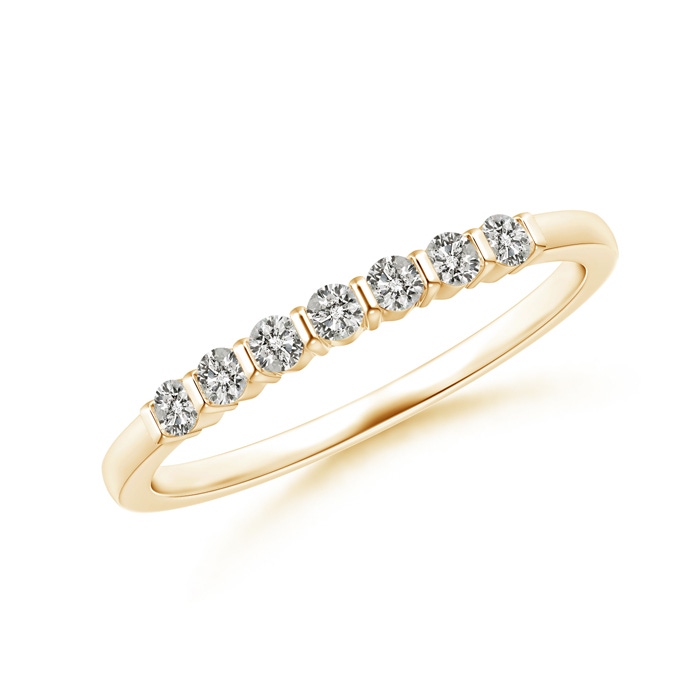 1.9mm KI3 Floating Seven Stone Bar-Set Diamond Wedding Band in Yellow Gold 