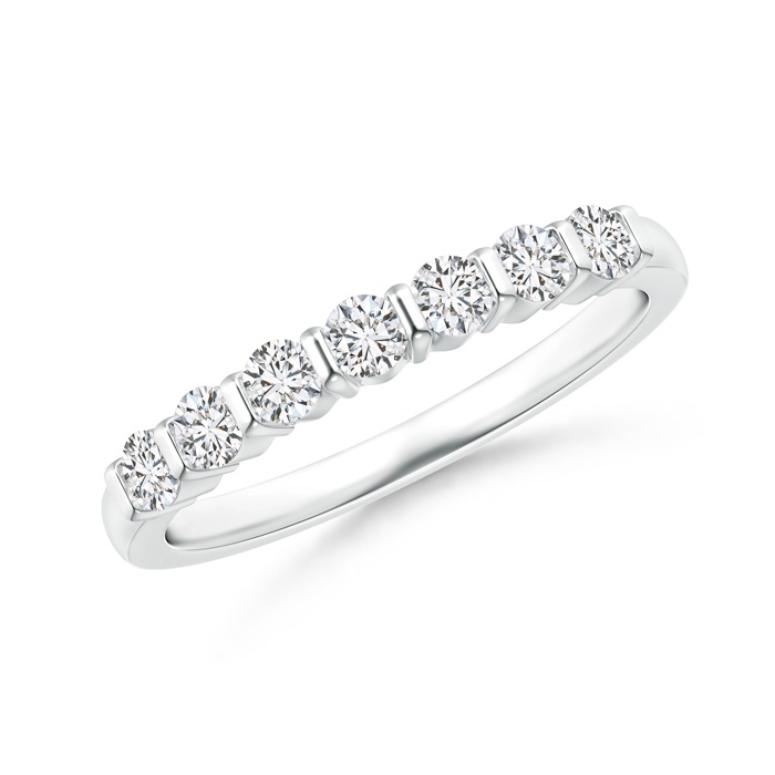 2.5mm HSI2 Floating Seven Stone Bar-Set Diamond Wedding Band in White Gold 