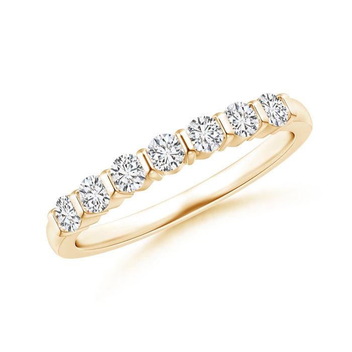 2.5mm HSI2 Floating Seven Stone Bar-Set Diamond Wedding Band in Yellow Gold 