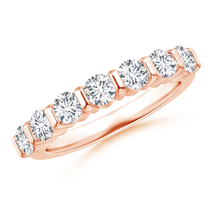 3.4mm GVS2 Floating Seven Stone Bar-Set Diamond Wedding Band in Rose Gold 