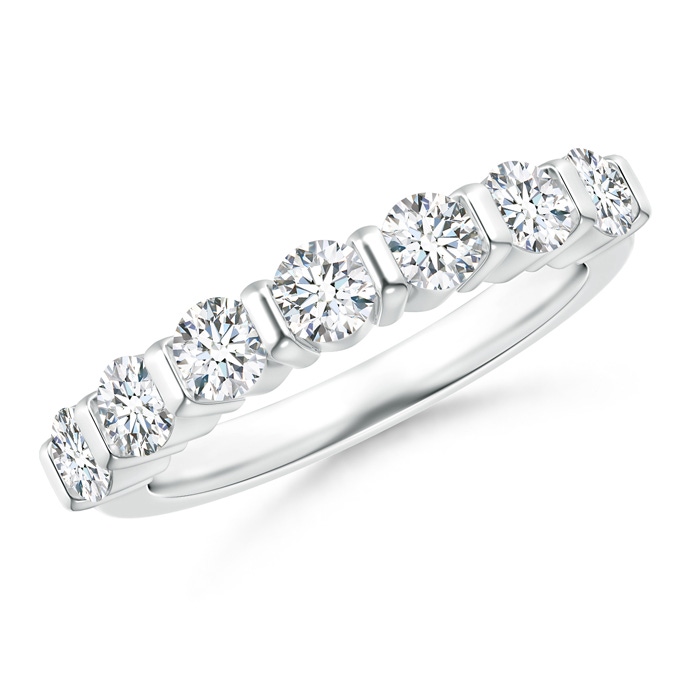 3.4mm GVS2 Floating Seven Stone Bar-Set Diamond Wedding Band in White Gold 