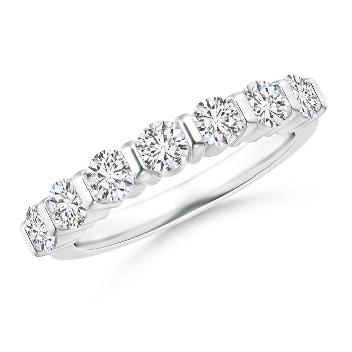 3.4mm HSI2 Floating Seven Stone Bar-Set Diamond Wedding Band in P950 Platinum