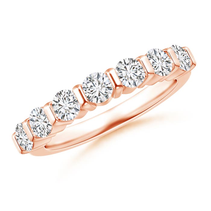 3.4mm HSI2 Floating Seven Stone Bar-Set Diamond Wedding Band in Rose Gold