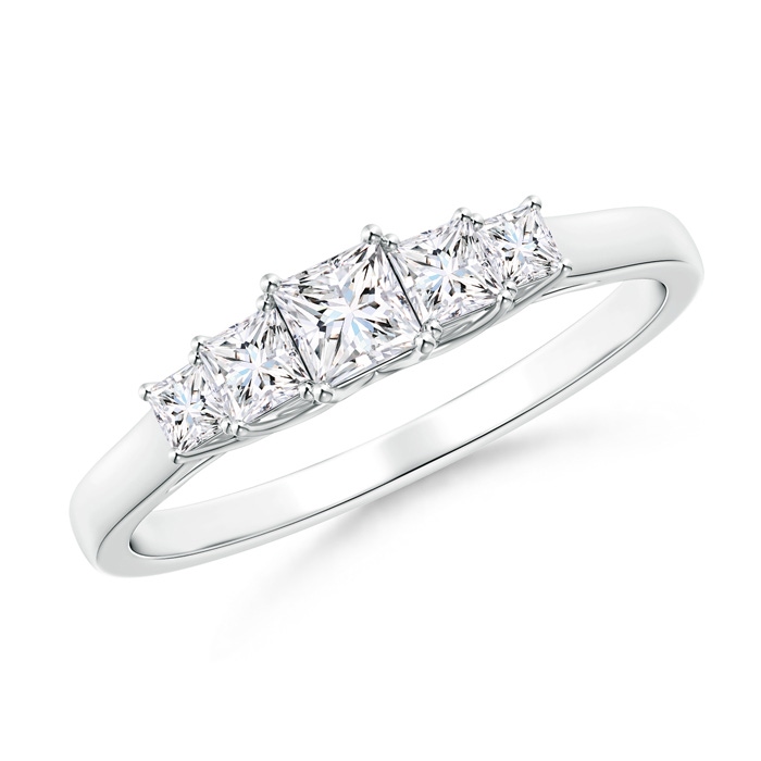 3mm GVS2 Graduated Princess-Cut Trellis Diamond Five Stone Band in White Gold