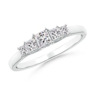 3mm IJI1I2 Graduated Princess-Cut Trellis Diamond Five Stone Band in White Gold