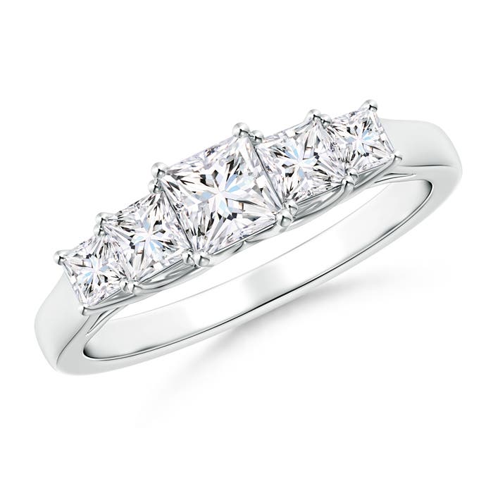 4mm GVS2 Graduated Princess-Cut Trellis Diamond Five Stone Band in P950 Platinum