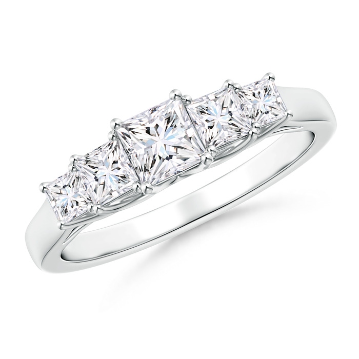 4mm GVS2 Graduated Princess-Cut Trellis Diamond Five Stone Band in P950 Platinum 