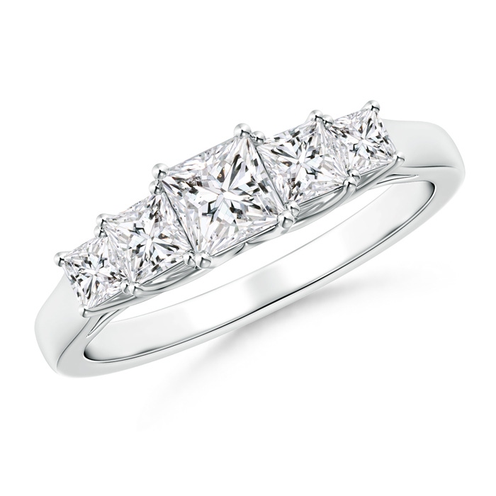 4mm HSI2 Graduated Princess-Cut Trellis Diamond Five Stone Band in P950 Platinum 