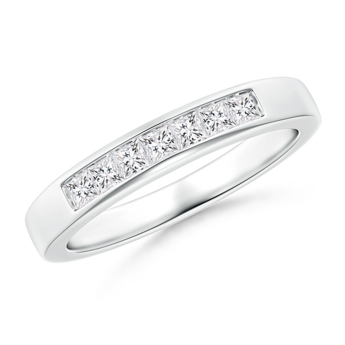 2.5mm HSI2 Channel-Set Princess Diamond Seven Stone Wedding Band in White Gold 