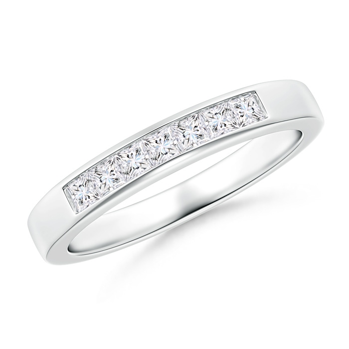 2mm GVS2 Channel-Set Princess Diamond Seven Stone Wedding Band in White Gold 