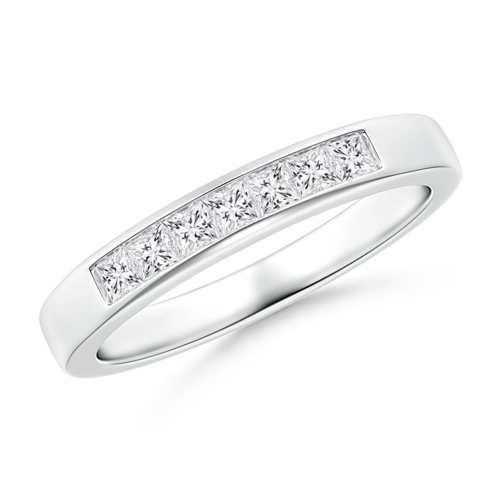 2mm HSI2 Channel-Set Princess Diamond Seven Stone Wedding Band in White Gold