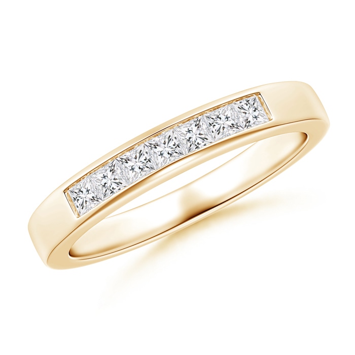 2mm HSI2 Channel-Set Princess Diamond Seven Stone Wedding Band in Yellow Gold 