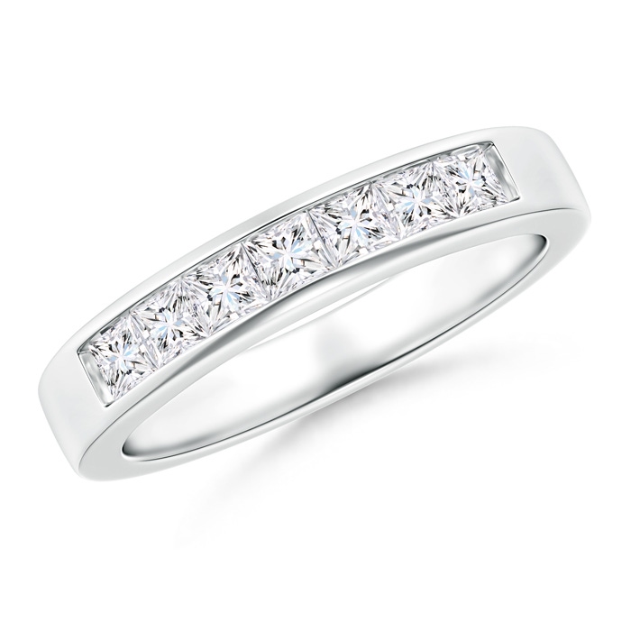 3mm GVS2 Channel-Set Princess Diamond Seven Stone Wedding Band in P950 Platinum 