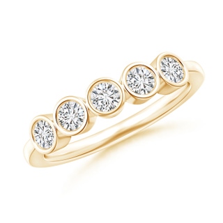 3mm HSI2 Five Stone Bezel-Set Diamond Wedding Band in Yellow Gold