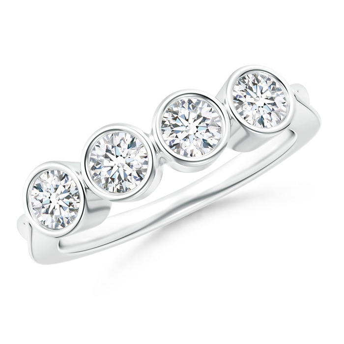 3.7mm GVS2 Four Stone Bezel-Set Diamond Concave Wedding Band in P950 Platinum 
