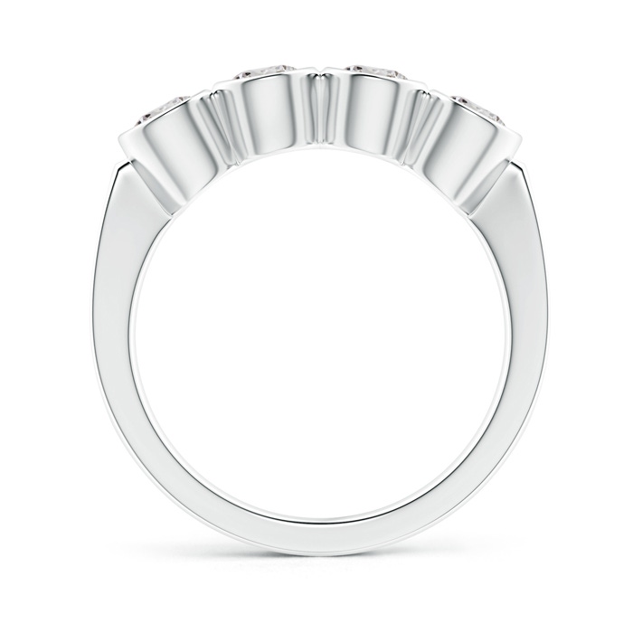 3.7mm IJI1I2 Four Stone Bezel-Set Diamond Concave Wedding Band in White Gold side-1