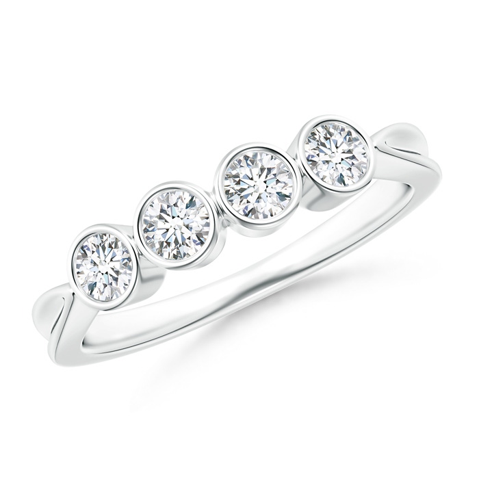 3mm GVS2 Four Stone Bezel-Set Diamond Concave Wedding Band in White Gold 