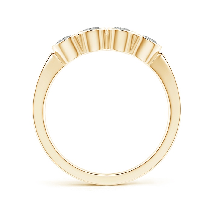 3mm KI3 Four Stone Bezel-Set Diamond Concave Wedding Band in Yellow Gold side-1