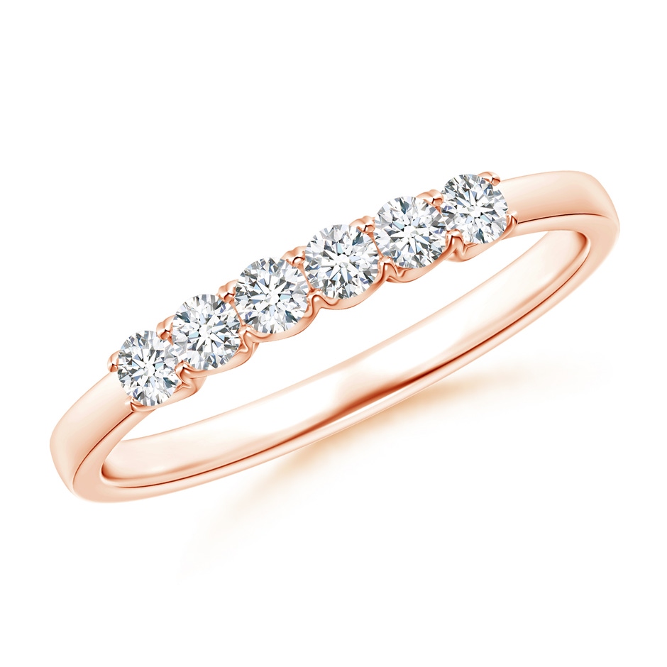 2.3mm GVS2 Fishtail-Set Diamond Six Stone Wedding Band in Rose Gold 