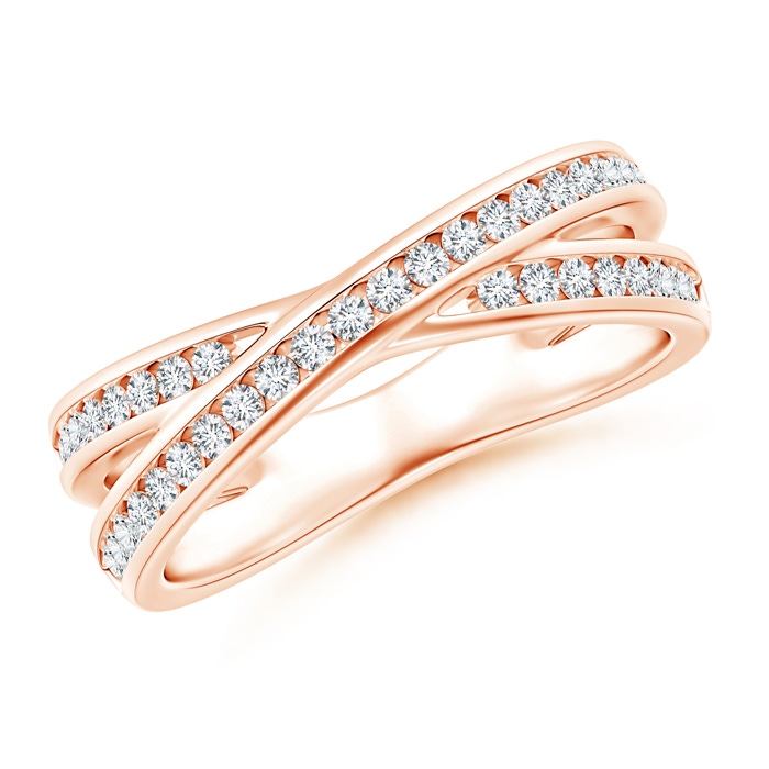 1.3mm GVS2 Criss-Cross Channel-Set Diamond Wedding Band in Rose Gold 