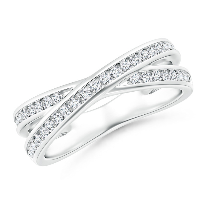 1.3mm GVS2 Criss-Cross Channel-Set Diamond Wedding Band in White Gold