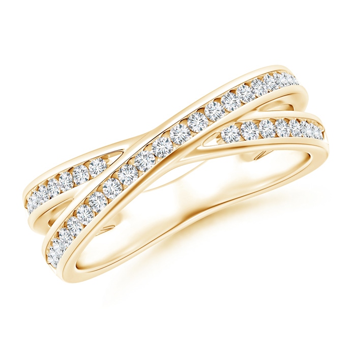 1.3mm GVS2 Criss-Cross Channel-Set Diamond Wedding Band in Yellow Gold 