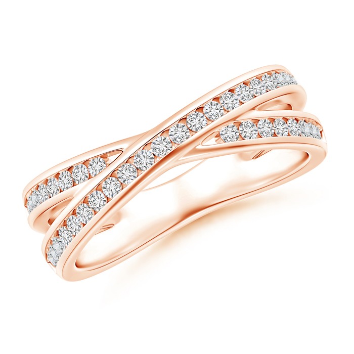 1.3mm HSI2 Criss-Cross Channel-Set Diamond Wedding Band in Rose Gold 
