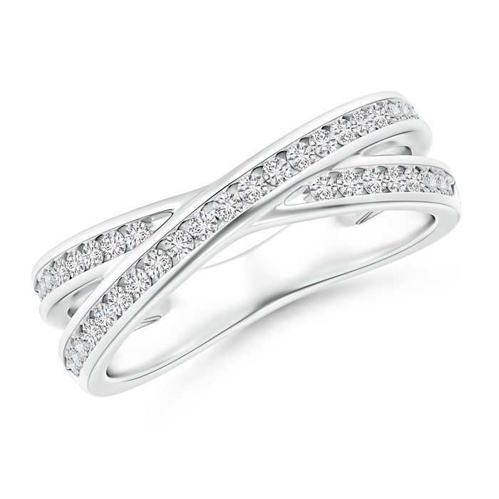 1.3mm HSI2 Criss-Cross Channel-Set Diamond Wedding Band in White Gold 