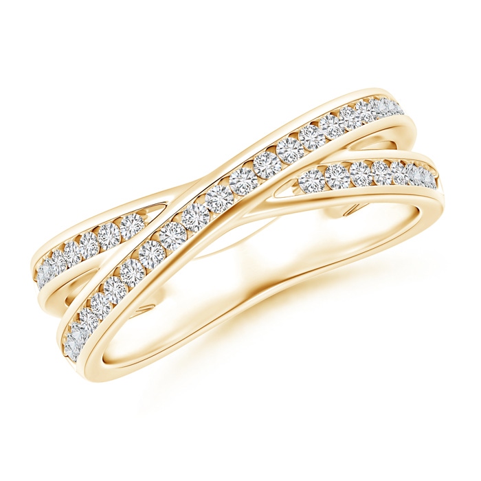 1.3mm HSI2 Criss-Cross Channel-Set Diamond Wedding Band in Yellow Gold