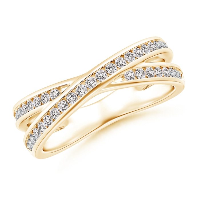 1.3mm IJI1I2 Criss-Cross Channel-Set Diamond Wedding Band in Yellow Gold 