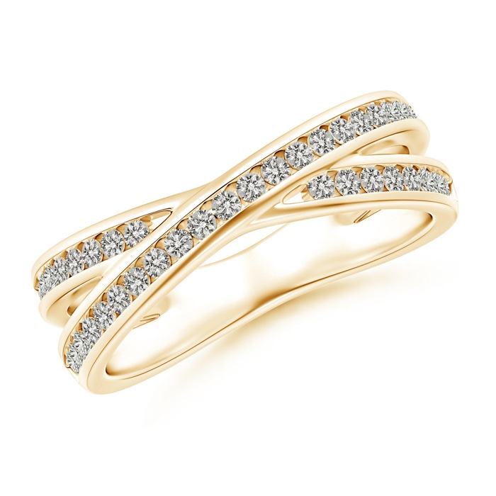 1.3mm KI3 Criss-Cross Channel-Set Diamond Wedding Band in Yellow Gold 