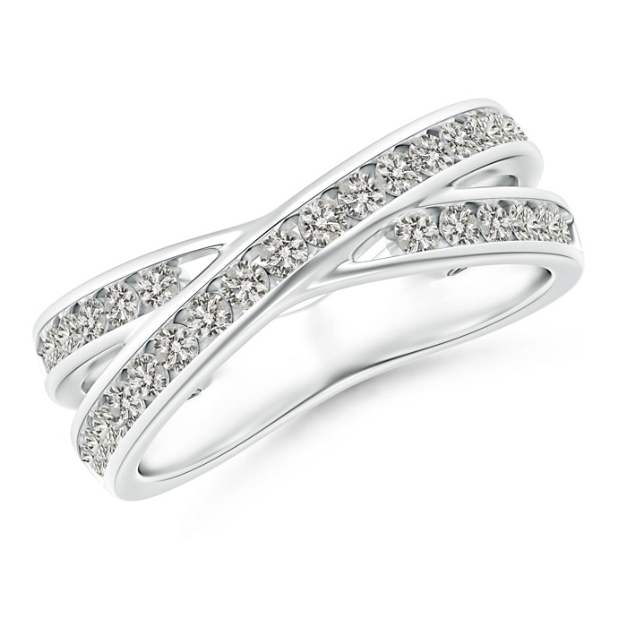 1.7mm KI3 Criss-Cross Channel-Set Diamond Wedding Band in White Gold 