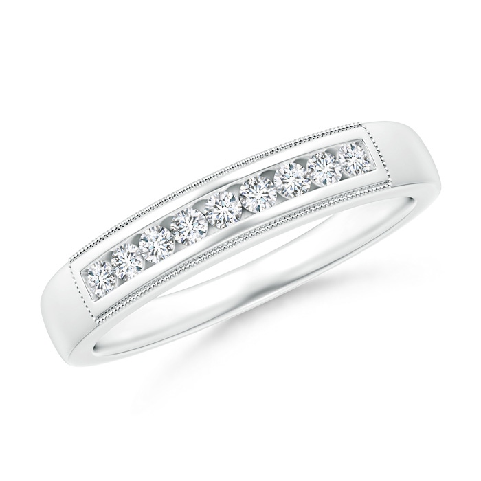 1.7mm GVS2 Milgrain Outlined Channel-Set Diamond Nine Stone Band in White Gold 