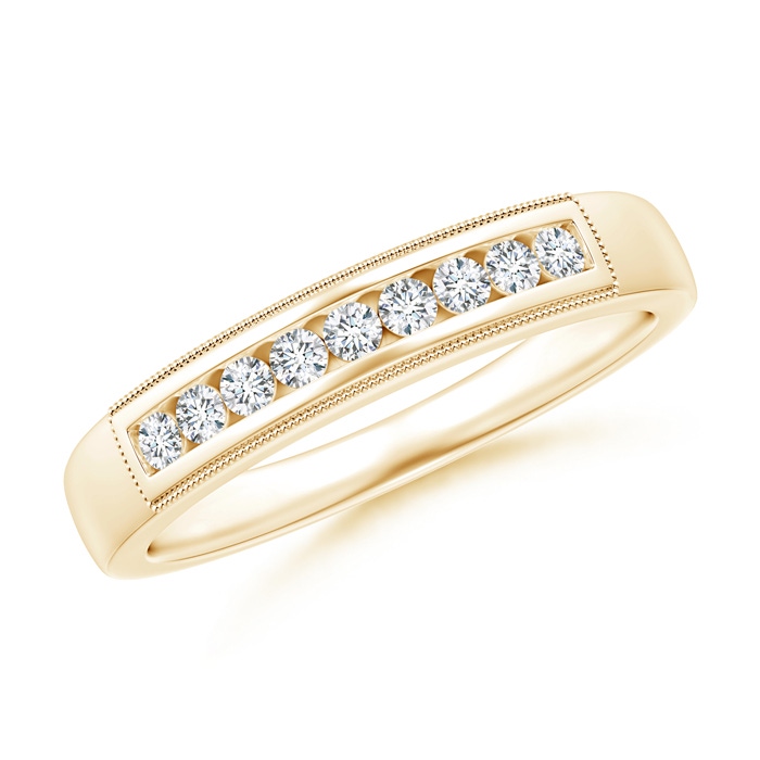 1.7mm GVS2 Milgrain Outlined Channel-Set Diamond Nine Stone Band in Yellow Gold 