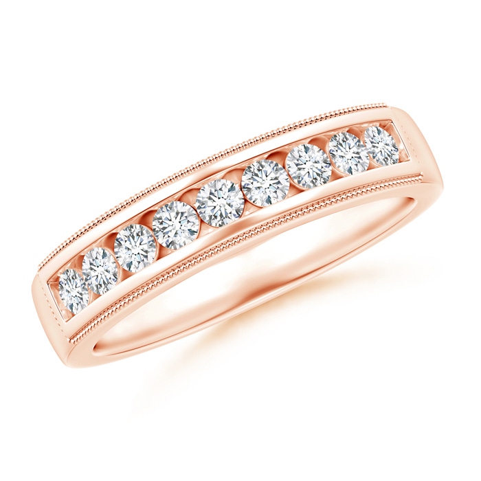 2.2mm GVS2 Milgrain Outlined Channel-Set Diamond Nine Stone Band in Rose Gold 