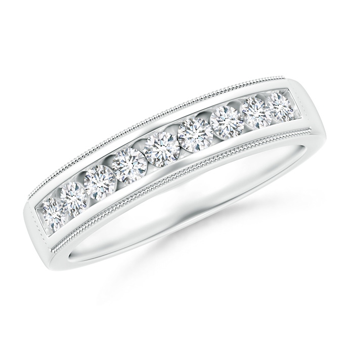 2.2mm GVS2 Milgrain Outlined Channel-Set Diamond Nine Stone Band in White Gold 