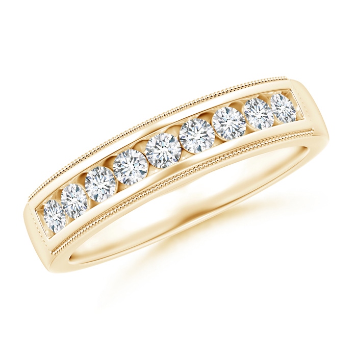 2.2mm GVS2 Milgrain Outlined Channel-Set Diamond Nine Stone Band in Yellow Gold 