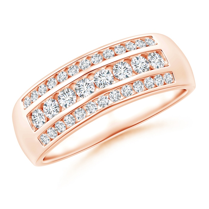 2.9mm GVS2 Channel-Set Triple Row Diamond Wedding Band in Rose Gold 