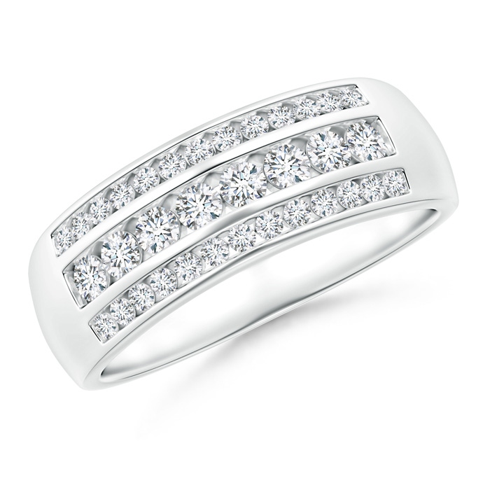 2.9mm GVS2 Channel-Set Triple Row Diamond Wedding Band in White Gold 