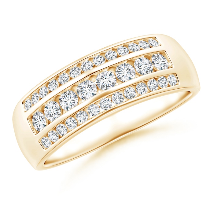 2.9mm GVS2 Channel-Set Triple Row Diamond Wedding Band in Yellow Gold 