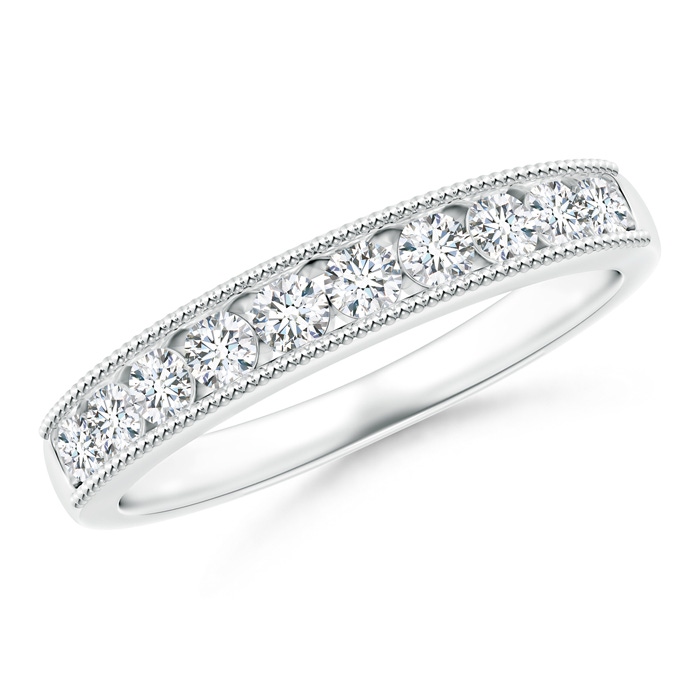 2.3mm GVS2 Milgrain Outlined Channel-Set Diamond Ten Stone Band in White Gold 