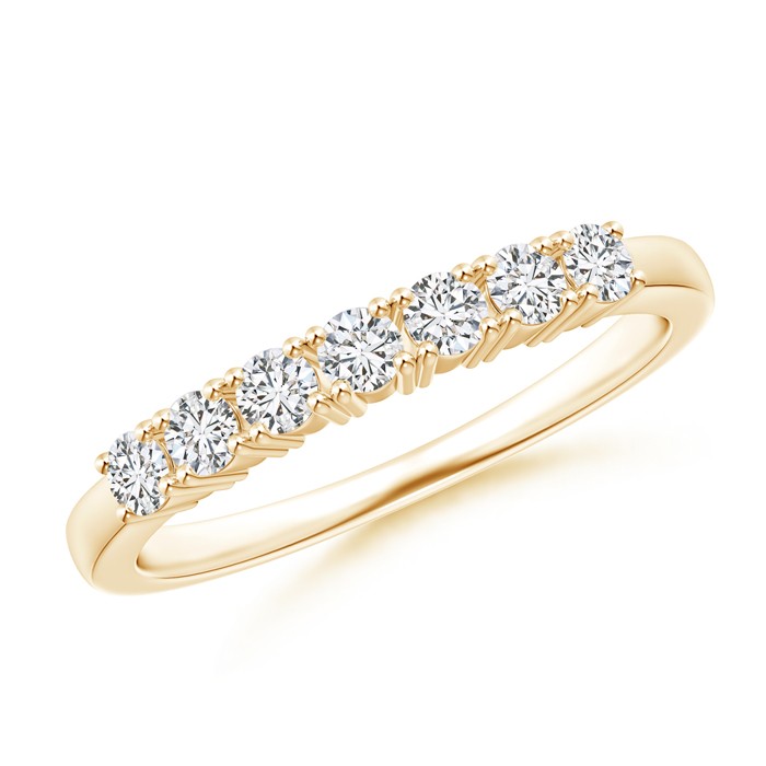 2.3mm HSI2 4-Prong Set Seven Stone Diamond Wedding Band in Yellow Gold 