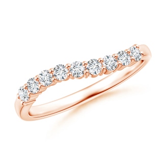 2.1mm GVS2 Nine Stone Shared Prong Diamond Wave Wedding Band in Rose Gold