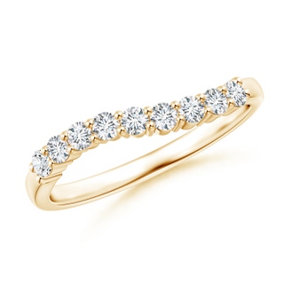 2.1mm GVS2 Nine Stone Shared Prong Diamond Wave Wedding Band in Yellow Gold