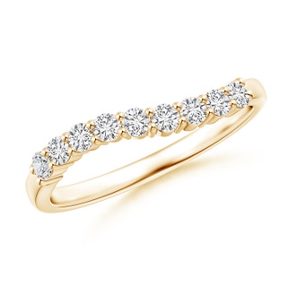 2.1mm HSI2 Nine Stone Shared Prong Diamond Wave Wedding Band in Yellow Gold